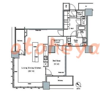 楽器ピアノ可相談 の 賃貸物件 1LDK 29.9万円の図面１