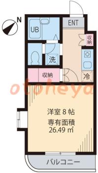 楽器ピアノ可相談 の 賃貸物件 1K 8万円の図面１
