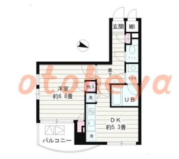 楽器ピアノ可相談 の 賃貸物件 1DK 10.1万円の図面１