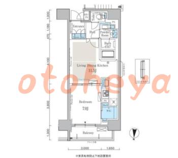 楽器ピアノ可相談 の 賃貸物件 1LDK 20.8万円の図面１