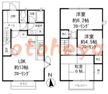 楽器ピアノ可相談 の 賃貸物件 3LDK 19.8万円の図面１