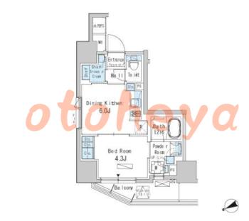 楽器ピアノ可相談 の 賃貸物件 1DK 15万円の図面１