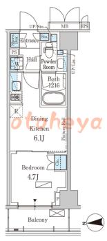 楽器ピアノ可相談 の 賃貸物件 1DK 12.7万円の図面１