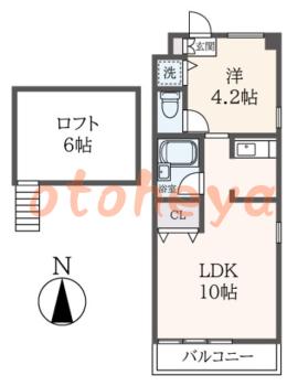 楽器ピアノ可相談 の 賃貸物件 1LDK 7.9万円の図面１