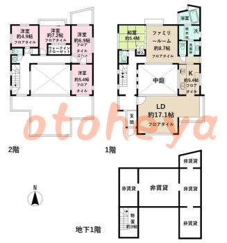 楽器ピアノ可相談 の 賃貸物件 6LDK 50万円の図面１