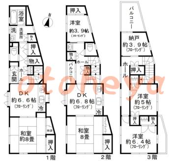 楽器ピアノ可相談 の 賃貸物件 5SDK 13.8万円の図面１