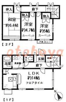 楽器ピアノ可相談 の 賃貸物件 3LDK 18.6万円の図面１