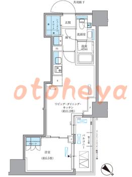 楽器ピアノ可相談 の 賃貸物件 1LDK 19.4万円の図面１