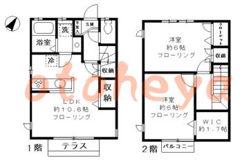 楽器ピアノ可相談 の 賃貸物件 2LDK 14万円の図面１