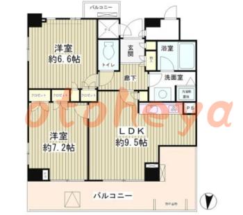 楽器ピアノ可相談 の 賃貸物件 2LDK 23.5万円の図面１