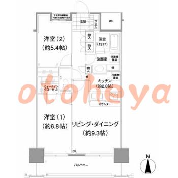 楽器ピアノ可相談 の 賃貸物件 2LDK 19.9万円の図面１