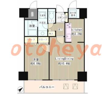 楽器ピアノ可相談 の 賃貸物件 1LDK 21.3万円の図面１