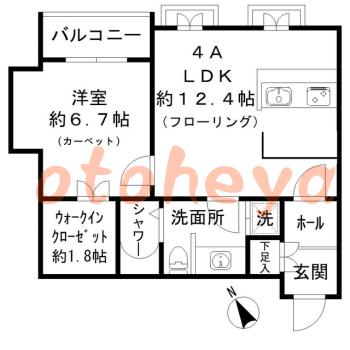 楽器ピアノ可相談 の 賃貸物件 1LDK 16万円の図面１