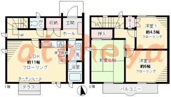 楽器ピアノ可相談 の 賃貸物件 3LDK 9.6万円の図面１