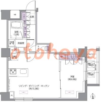 楽器ピアノ可相談 の 賃貸物件 1LDK 19.2万円の図面１