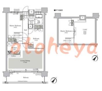 楽器ピアノ可相談 の 賃貸物件 2LDK 22.7万円の図面１