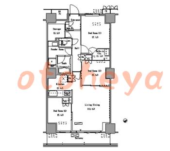 楽器ピアノ可相談 の 賃貸物件 3LDK 34.8万円の図面１