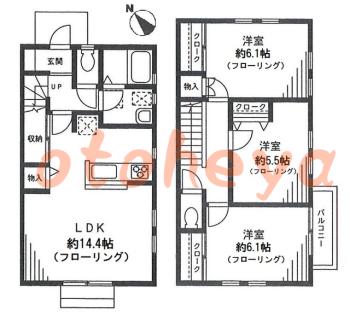 楽器ピアノ可相談 の 賃貸物件 3LDK 16.5万円の図面１