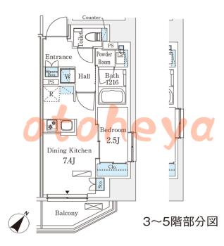 楽器ピアノ可相談 の 賃貸物件 1DK 19.8万円の図面１