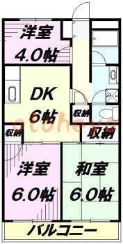楽器ピアノ可相談 の 賃貸物件 3DK 8万円の図面１
