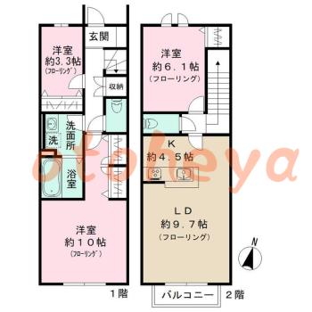 楽器ピアノ可相談 の 賃貸物件 3LDK 20.6万円の図面１
