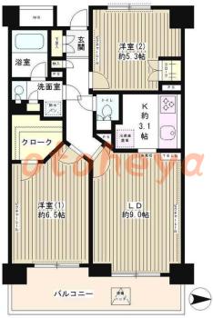 楽器ピアノ可相談 の 賃貸物件 2LDK 18.5万円の図面１