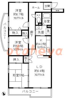 楽器ピアノ可相談 の 賃貸物件 3LDK 13.4万円の図面１