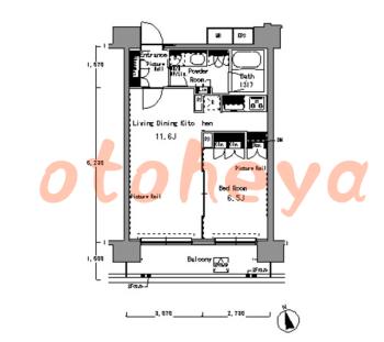 楽器ピアノ可相談 の 賃貸物件 1LDK 24.7万円の図面１