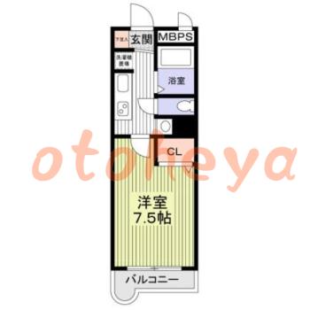楽器ピアノ可相談 の 賃貸物件 1K 7.7万円の図面１