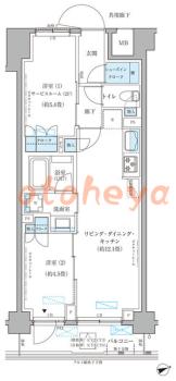 楽器ピアノ可相談 の 賃貸物件 2LDK 32.3万円の図面１