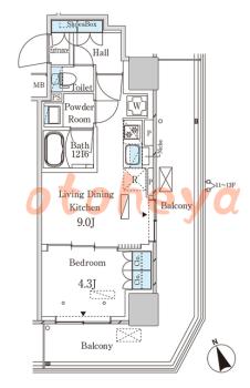 楽器ピアノ可相談 の 賃貸物件 1LDK 17.4万円の図面１