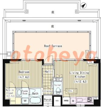 楽器ピアノ可相談 の 賃貸物件 1LDK 20.8万円の図面１