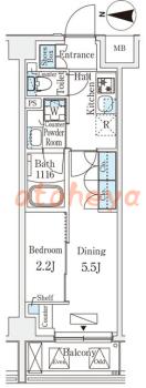 楽器ピアノ可相談 の 賃貸物件 1DK 11.5万円の図面１
