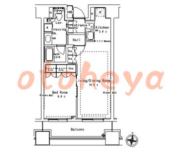 楽器ピアノ可相談 の 賃貸物件 1LDK 19.6万円の図面１
