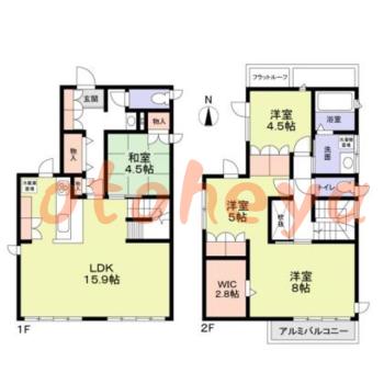 楽器ピアノ可相談 の 賃貸物件 3SLDK 13.5万円の図面１