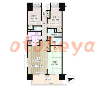 楽器ピアノ可相談 の 賃貸物件 3LDK 20.3万円の図面１