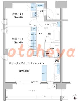 楽器ピアノ可相談 の 賃貸物件 1SLDK 23.3万円の図面１