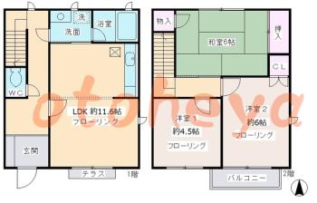 楽器ピアノ可相談 の 賃貸物件 3LDK 11.2万円の図面１