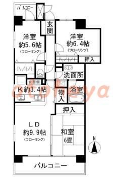 楽器ピアノ可相談 の 賃貸物件 3LDK 23.5万円の図面１