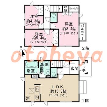 楽器ピアノ可相談 の 賃貸物件 3LDK 24.5万円の図面１