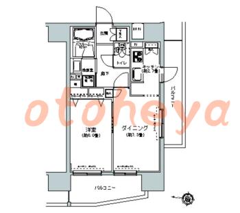 楽器ピアノ可相談 の 賃貸物件 1DK 14.7万円の図面１