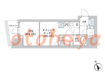 楽器ピアノ可相談 の 賃貸物件 1DK 14.7万円の図面１