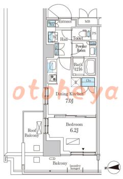 楽器ピアノ可相談 の 賃貸物件 1DK 15.4万円の図面１