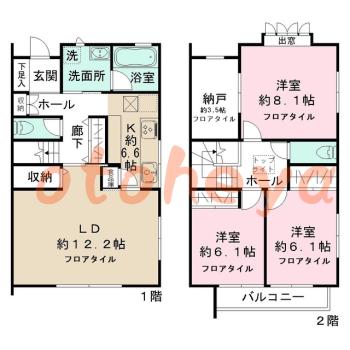楽器ピアノ可相談 の 賃貸物件 3LDK 39万円の図面１