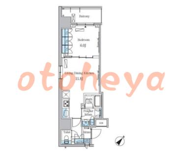 楽器ピアノ可相談 の 賃貸物件 1LDK 22.6万円の図面１