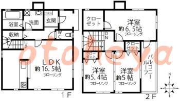 楽器ピアノ可相談 の 賃貸物件 3LDK 13.8万円の図面１