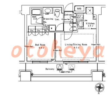 楽器ピアノ可相談 の 賃貸物件 1LDK 19.2万円の図面１