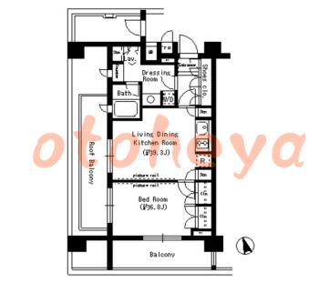 楽器ピアノ可相談 の 賃貸物件 1LDK 18.9万円の図面１