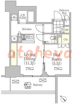 楽器ピアノ可相談 の 賃貸物件 1LDK 16.8万円の図面１