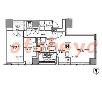 楽器ピアノ可相談 の 賃貸物件 2LDK 41.8万円の図面１